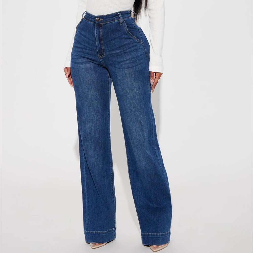 Fashion Nova Dark Blue Flare Jeans
